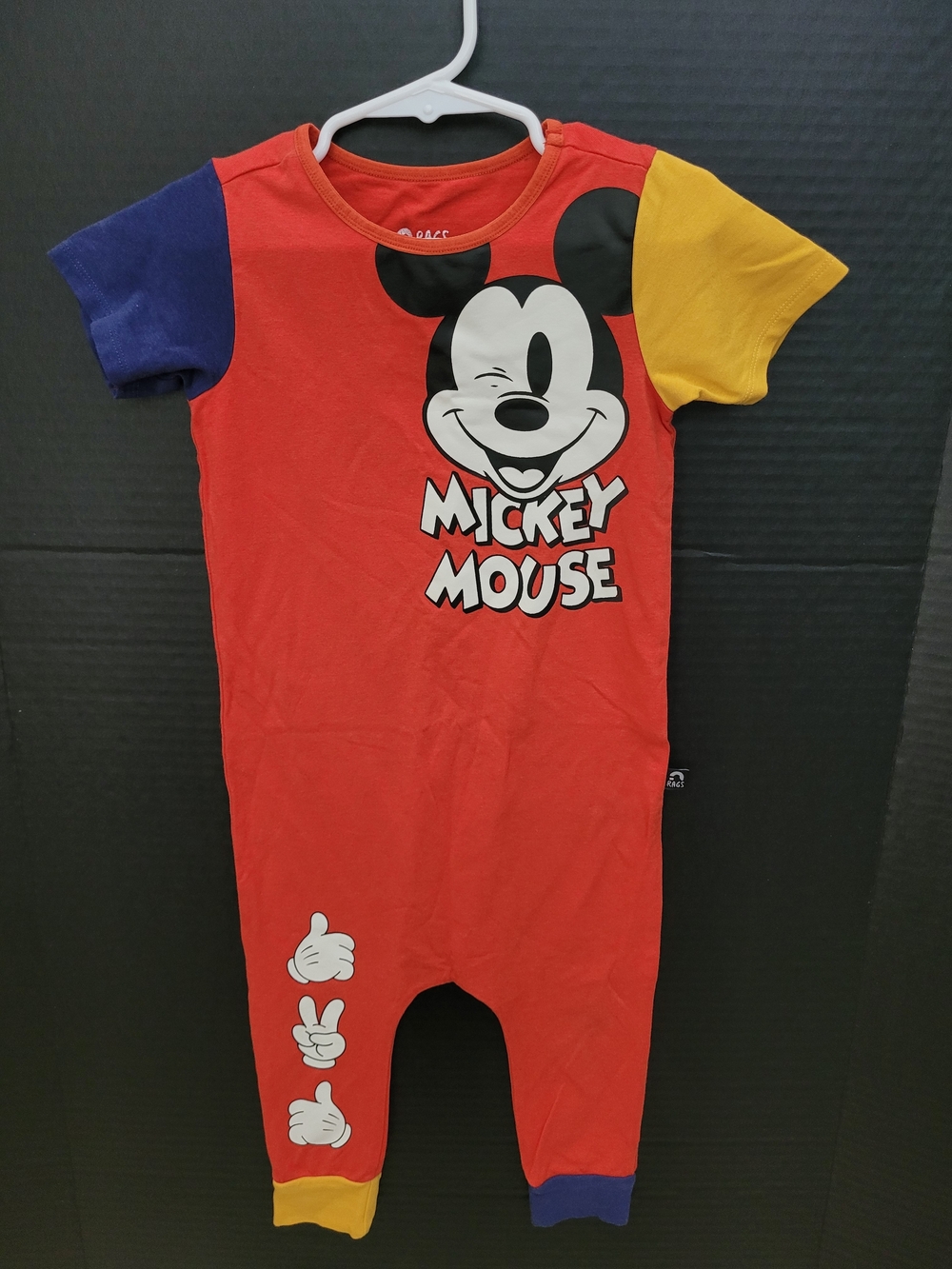 Rags to Raches Red One Piece Outfit Romper Mickey Mouse 2T Disney